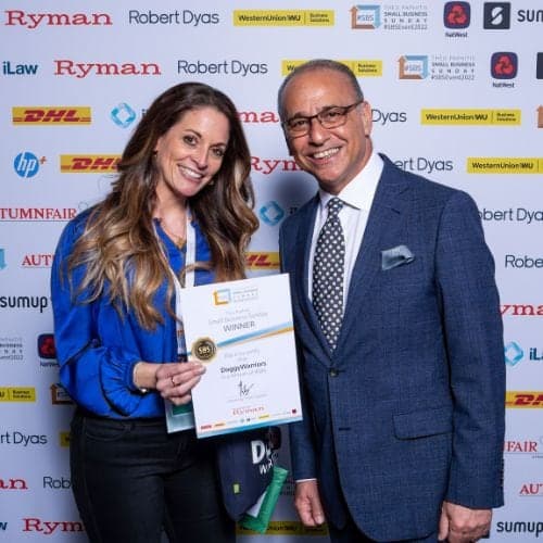 Lisette receiving a Small Business Sunday win from Theo Paphitis